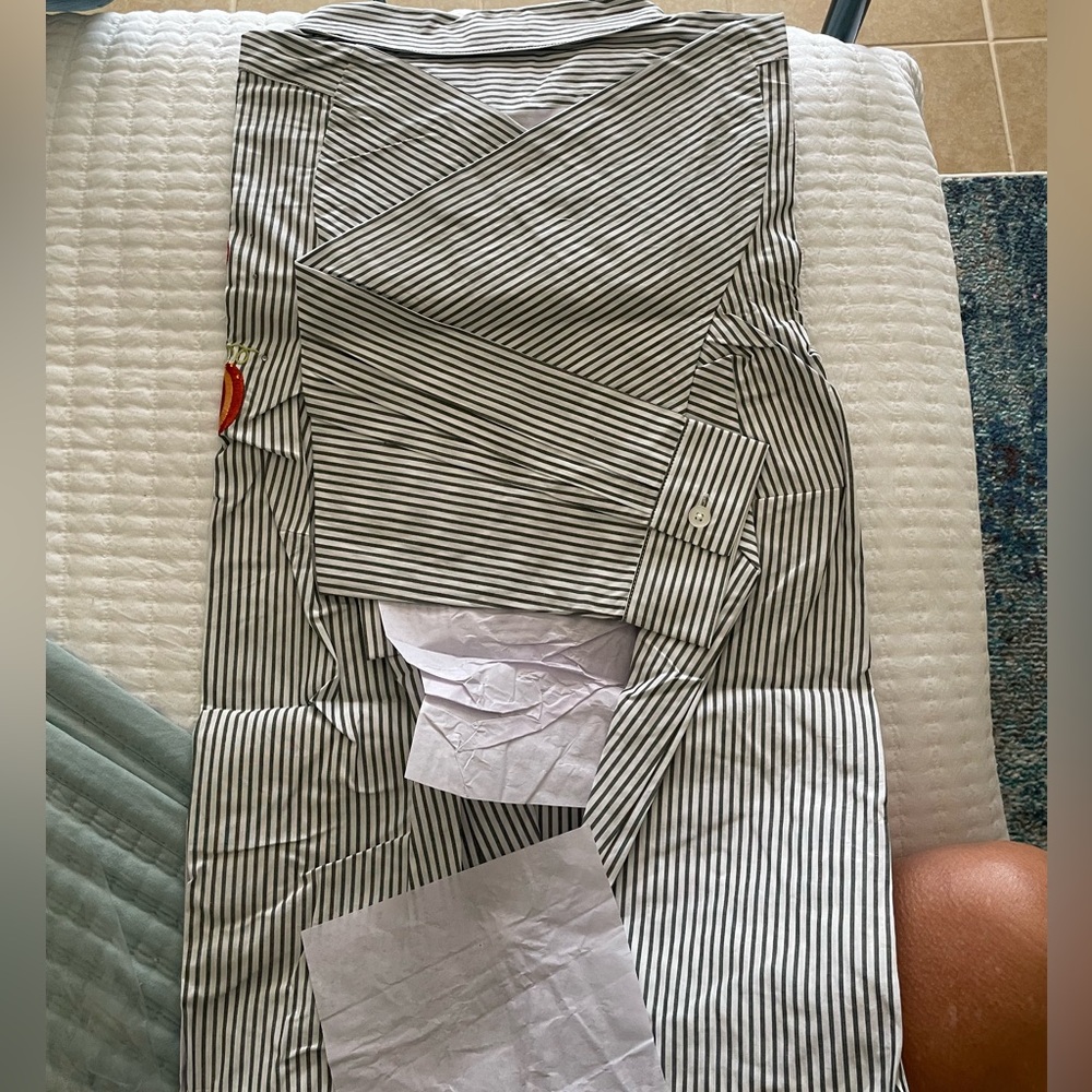 Quacker Factory | Pinstripe button down. Embroidered pumpkins. Size 2X. NWT - Picture 6 of 10